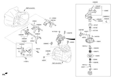 2018 Hyundai Elantra US Alabama made Gear Shift Control-Manual Diagram 2