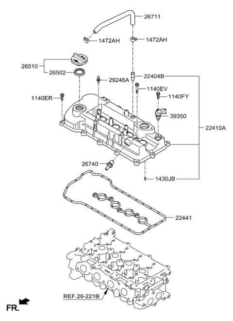 2017 Hyundai Elantra US Alabama made Rocker Cover Diagram 2