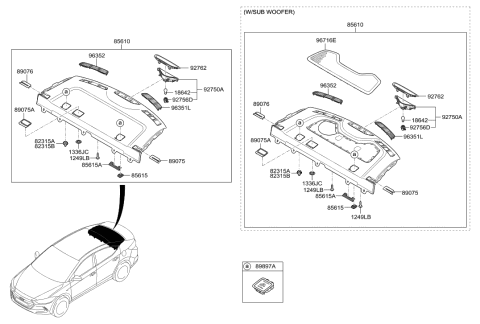2016 Hyundai Elantra US Alabama made Rear Package Tray Diagram