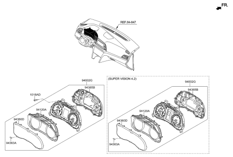 2018 Hyundai Elantra Cluster Assembly-Instrument Diagram for 94011-F3010