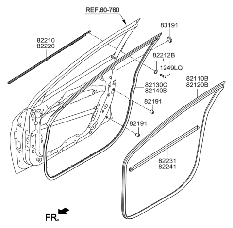 2017 Hyundai Elantra US Alabama made Front Door Moulding Diagram