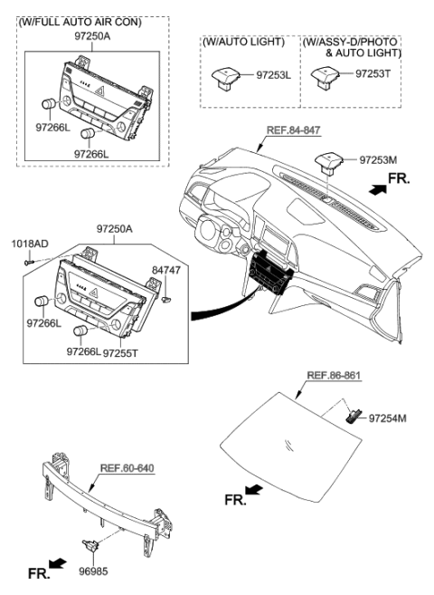 2005 Hyundai Tiburon Heater Control Assembly Diagram for 97250-F2061-4X