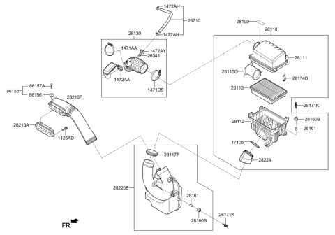 2017 Hyundai Elantra US Alabama made Air Cleaner Diagram 1