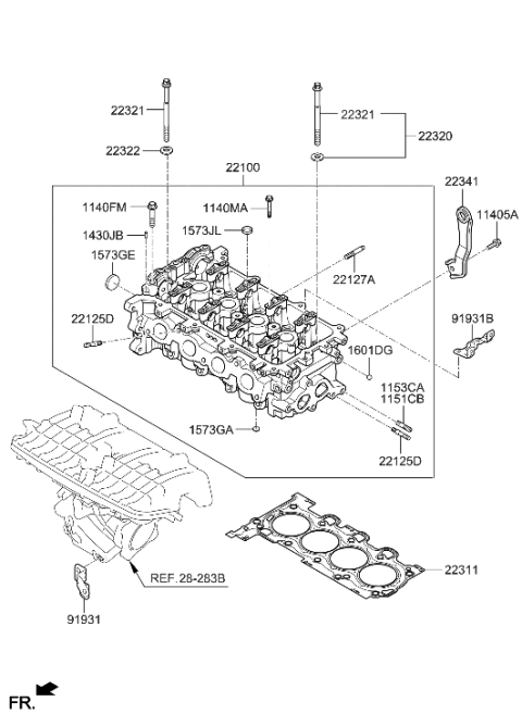 2003 Hyundai Tiburon Head Assembly-Cylinder Diagram for 22100-2E085