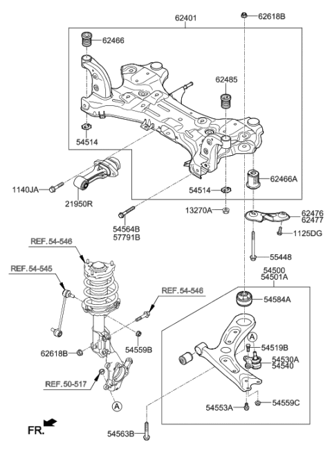 2017 Hyundai Elantra US Alabama made Front Suspension Crossmember Diagram