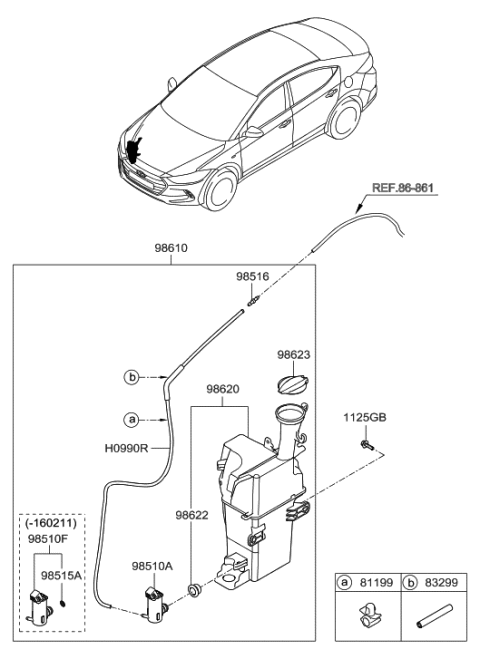 2017 Hyundai Elantra US Alabama made Windshield Washer Diagram