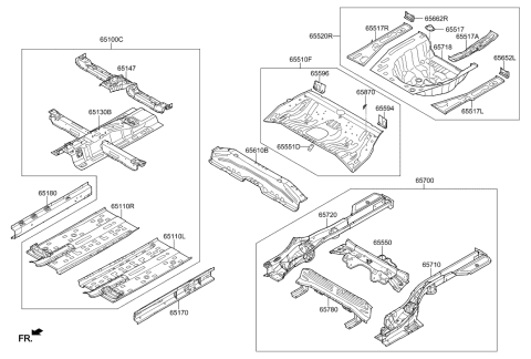 2018 Hyundai Elantra Panel Assembly-Floor,Center Diagram for 65100-F3000
