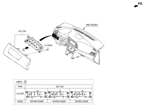 2001 Hyundai Tiburon Switch Assembly-Side Crash Pad Diagram for 93700-F2220-PKG