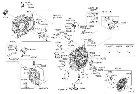 2017 Hyundai Elantra US Alabama made Auto Transmission Case Diagram