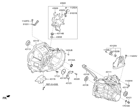 2018 Hyundai Elantra Bracket-Roll Support,Rear Diagram for 43176-32560