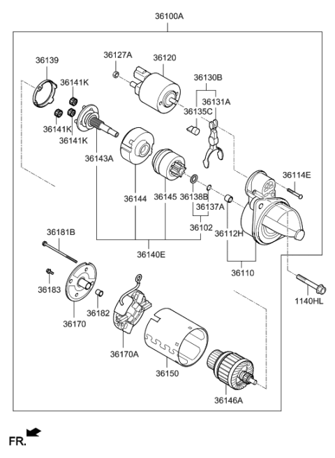 2018 Hyundai Elantra US Alabama made Starter Diagram 1