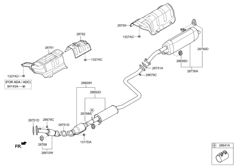 2017 Hyundai Elantra US Alabama made Muffler & Exhaust Pipe Diagram 1