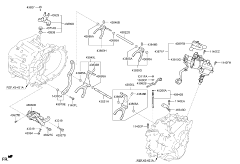 2018 Hyundai Elantra US Alabama made Gear Shift Control-Manual Diagram 1