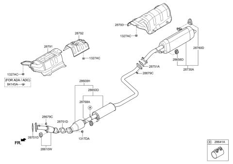 2017 Hyundai Elantra Front Muffler Assembly Diagram for 28610-F3400