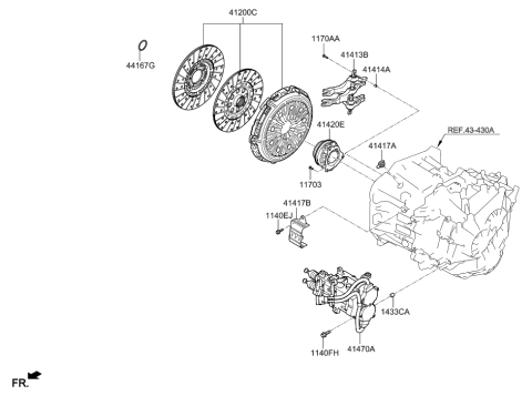 2016 Hyundai Elantra US Alabama made Clutch & Release Fork Diagram 1