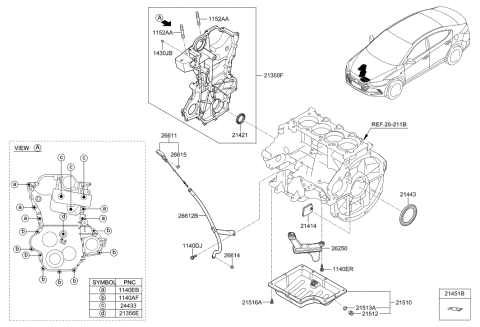 2001 Hyundai Tiburon Stud Diagram for 21671-2E100
