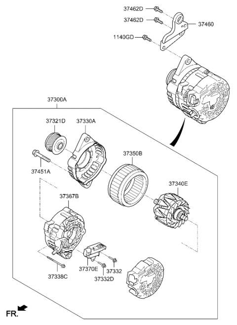 2017 Hyundai Elantra US Alabama made Alternator Diagram 2