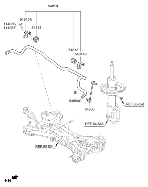 2017 Hyundai Elantra Bar Assembly-Front Stabilizer Diagram for 54810-F2000