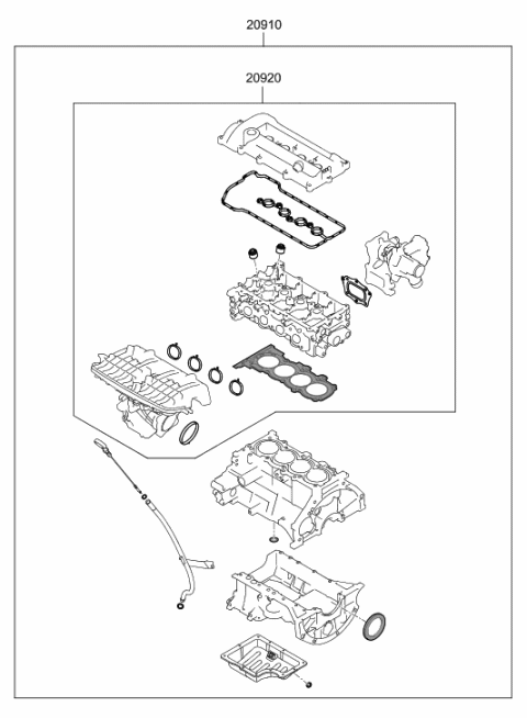 2016 Hyundai Elantra US Alabama made Engine Gasket Kit Diagram 2