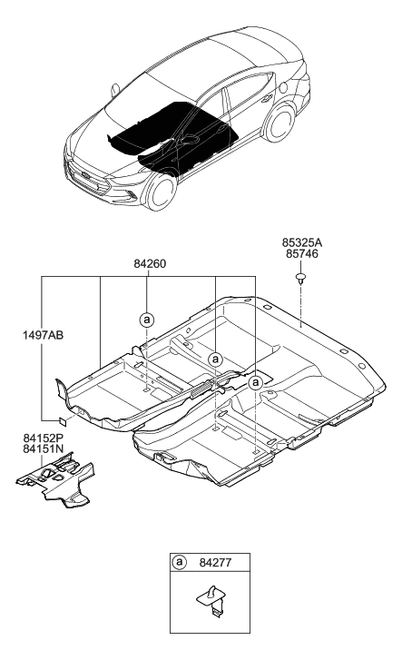 2016 Hyundai Elantra US Alabama made Floor Covering Diagram