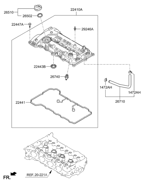 2017 Hyundai Elantra US Alabama made Rocker Cover Diagram 1