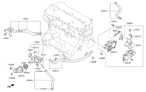 2001 Hyundai Tiburon Hose Assembly-Heater Pipe Diagram for 25480-2E000