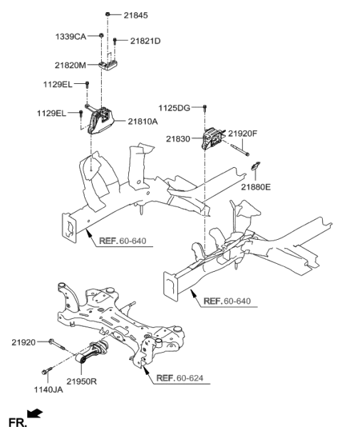 2017 Hyundai Elantra US Alabama made Engine & Transaxle Mounting Diagram 1