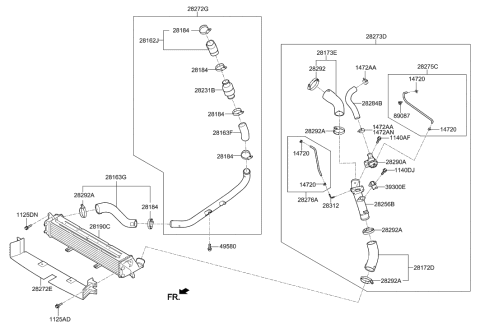 2016 Hyundai Elantra US Alabama made Turbocharger & Intercooler Diagram