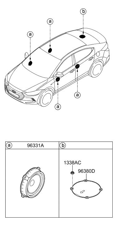 2017 Hyundai Elantra US Alabama made Speaker Diagram 1