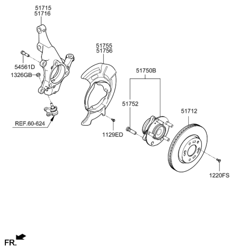 2017 Hyundai Elantra US Alabama made Front Axle Diagram