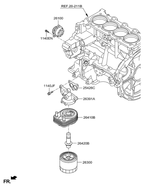 2016 Hyundai Elantra Front Case & Oil Filter Diagram 1
