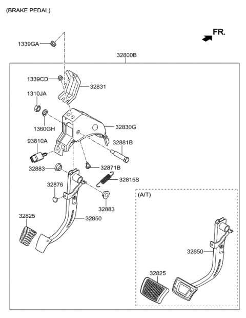 2017 Hyundai Elantra US Alabama made Brake & Clutch Pedal Diagram 1