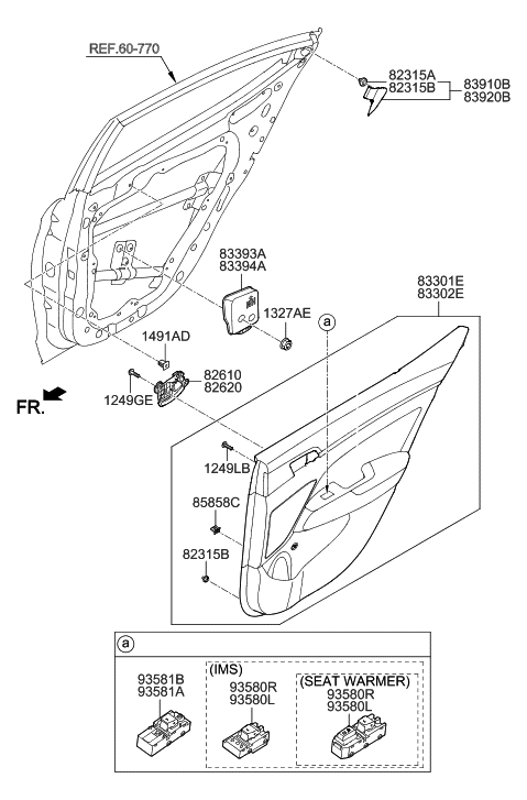 2005 Hyundai Tiburon Switch Assembly-Power Window Sub,RH Diagram for 93575-F2010-4X