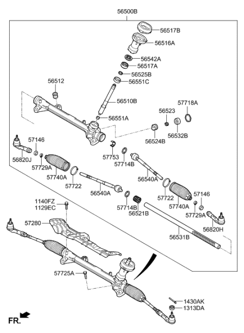 2016 Hyundai Elantra US Alabama made Power Steering Gear Box Diagram