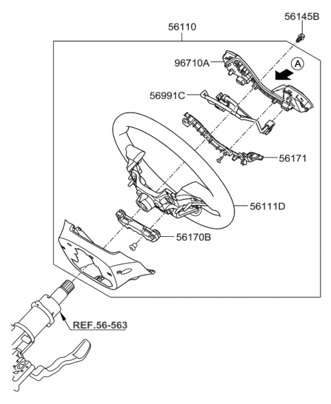 2016 Hyundai Elantra Steering Wheel Assembly Diagram for 56100-F3020-TRY