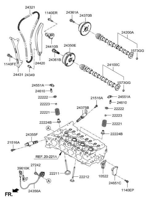 2017 Hyundai Elantra US Alabama made Camshaft & Valve Diagram 1