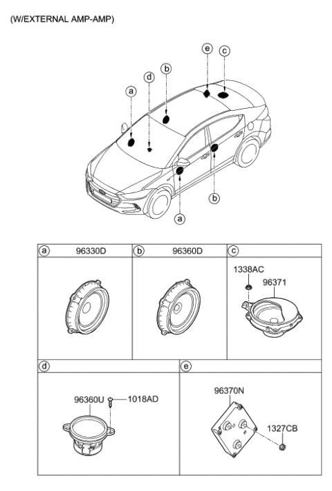 2017 Hyundai Elantra US Alabama made Speaker Diagram 2