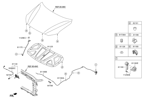 2017 Hyundai Elantra US Alabama made Hood Trim Diagram