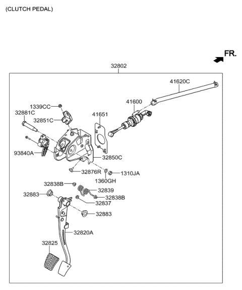2017 Hyundai Elantra US Alabama made Brake & Clutch Pedal Diagram 2