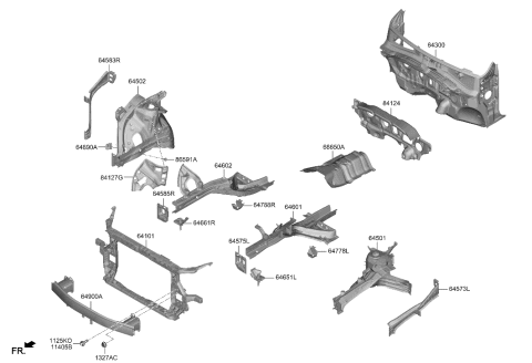 2005 Hyundai Accent Carrier Assembly-Front End Module Diagram for 64101-S2500
