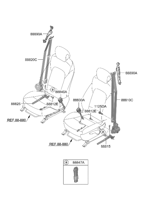 2022 Hyundai Santa Fe Front Seat Belt Diagram