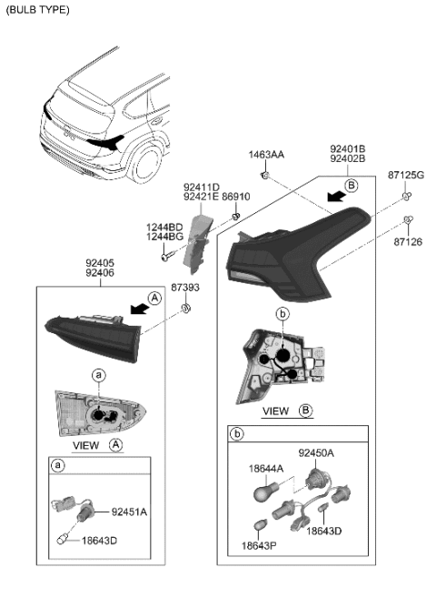 2022 Hyundai Santa Fe Holder & Wiring-Rear COMBI,O/S Diagram for 92491-S2500