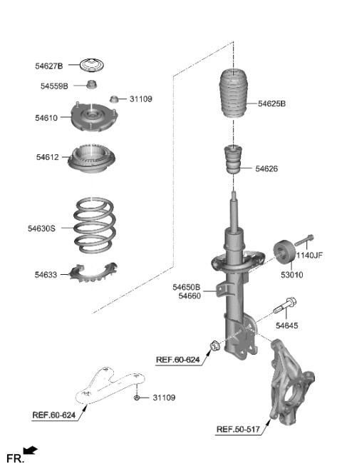 2023 Hyundai Santa Fe Front Spring & Strut Diagram