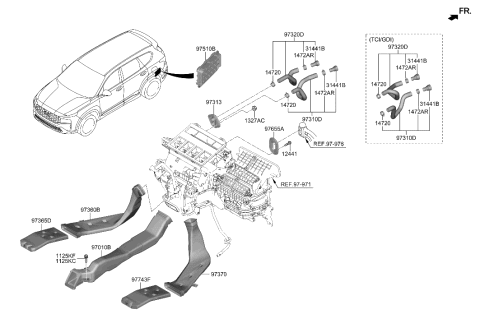 2022 Hyundai Santa Fe Duct Assembly-Rear A/VENT,NO.1 Diagram for 97010-S2AA0