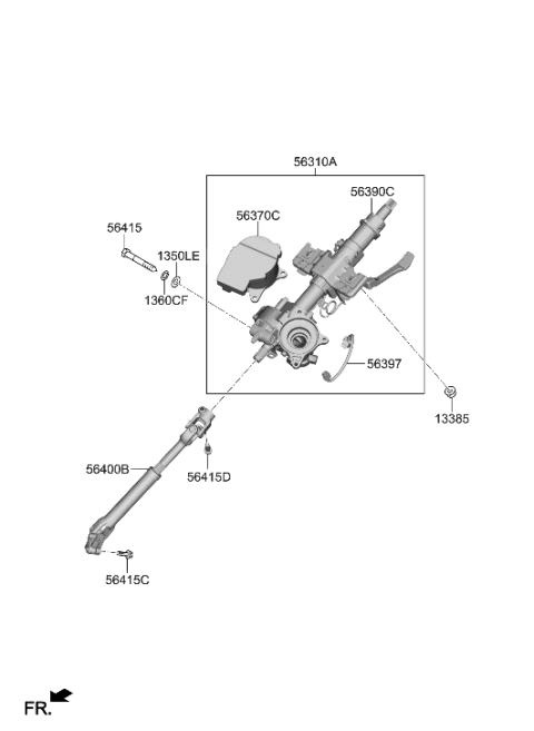 2005 Hyundai Accent Column Assembly-Steering Diagram for 56310-S2AB0