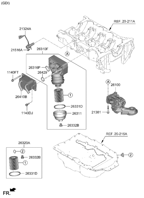 2022 Hyundai Santa Fe Front Case & Oil Filter Diagram 1
