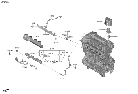 2021 Hyundai Santa Fe Throttle Body & Injector Diagram 1