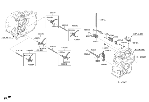 2023 Hyundai Santa Fe Lever Assembly-Detent Diagram for 43940-2N700