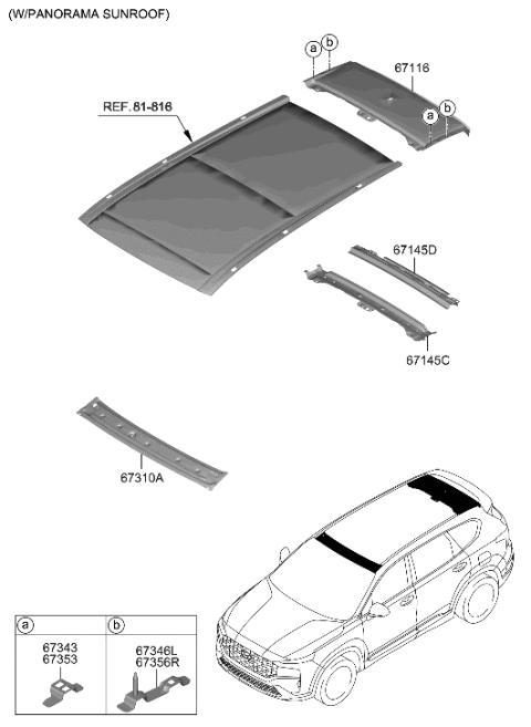 2021 Hyundai Santa Fe Roof Panel Diagram 2