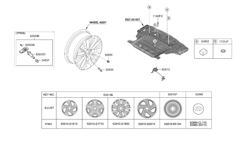 2022 Hyundai Santa Fe Wheel & Cap Diagram